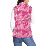 Beautiful dragonfly pink background Women's Padded Vest
