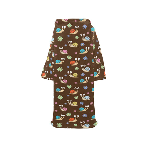 Snail Pattern Print Design 03 Blanket Robe with Sleeves