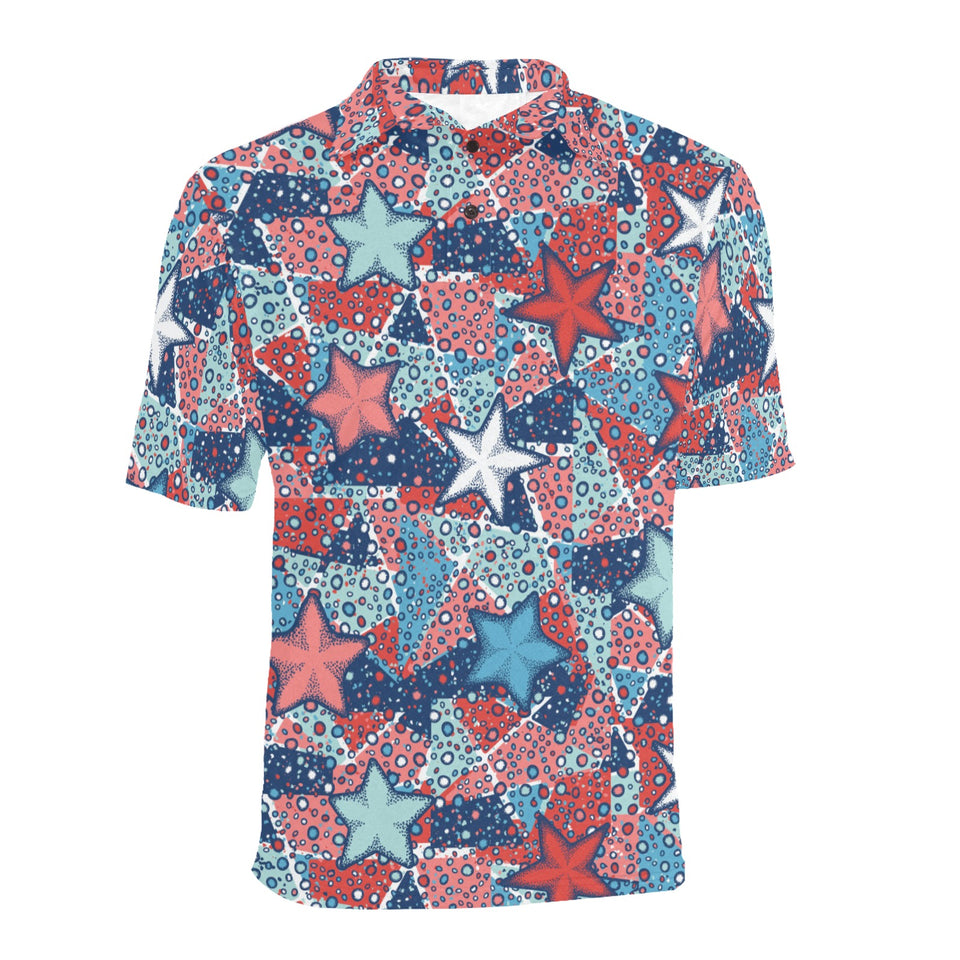 Hand drawn colorful starfish Men's All Over Print Polo Shirt