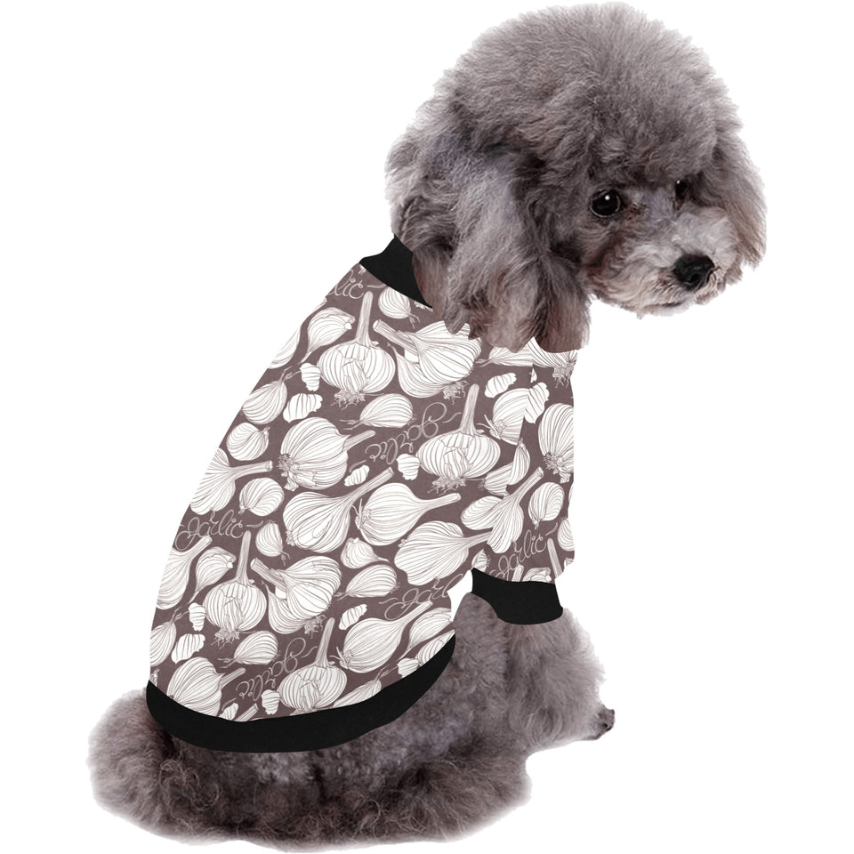 Garlic bulb dark background All Over Print Pet Dog Round Neck Fuzzy Shirt