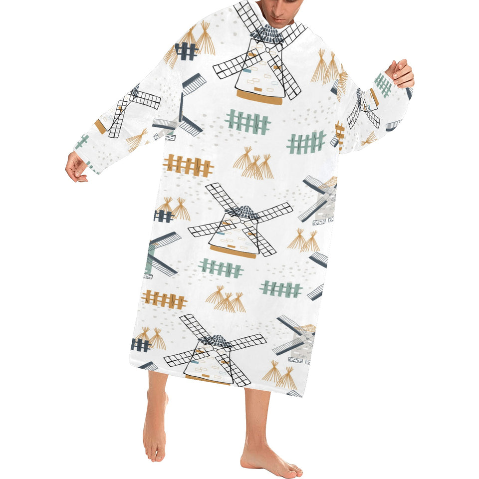 windmill pattern Blanket Robe with Sleeves