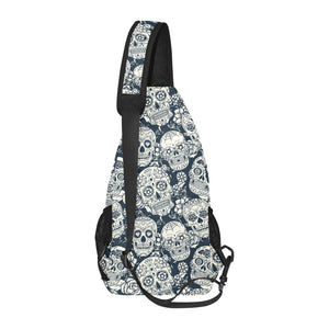 Sugar skull black white pattern All Over Print Chest Bag