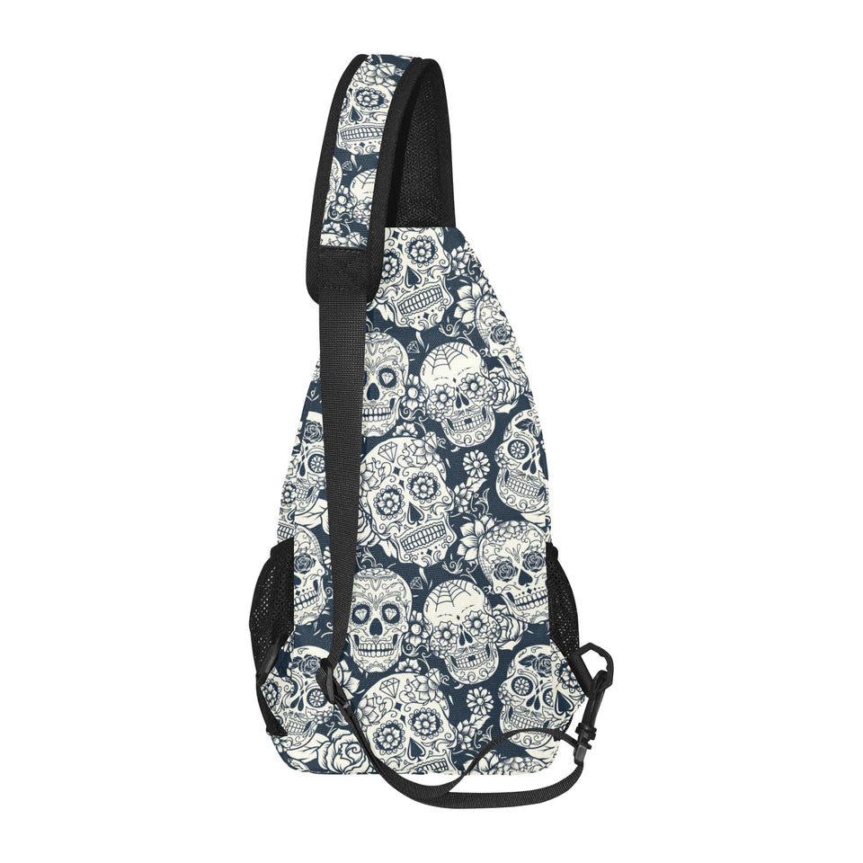 Sugar skull black white pattern All Over Print Chest Bag