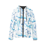 Watercolor dolphin pattern Women's Padded Hooded Jacket