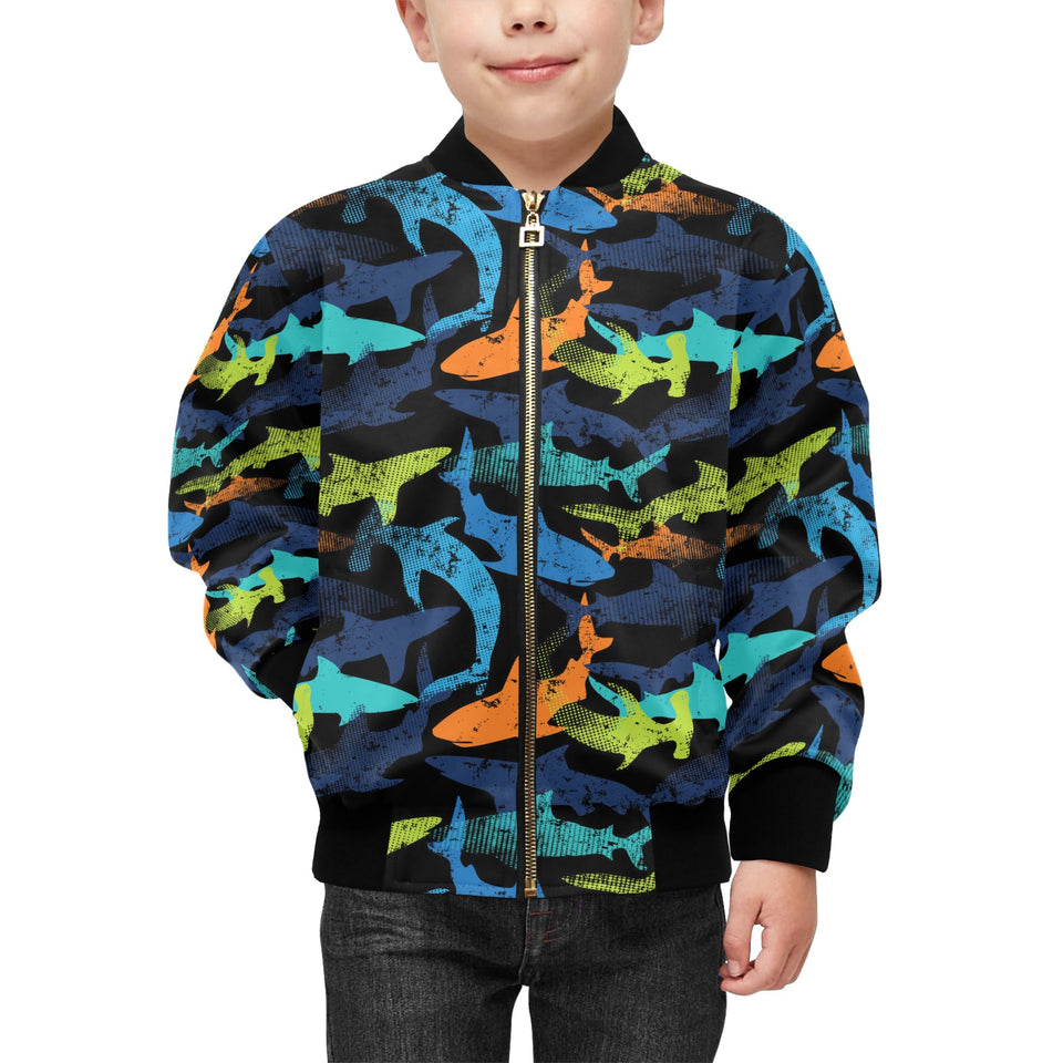 Colorful shark Kids' Boys' Girls' Bomber Jacket