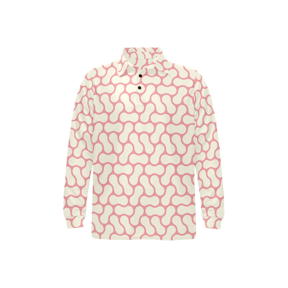 peanuts texture pattern Men's Long Sleeve Polo Shirt