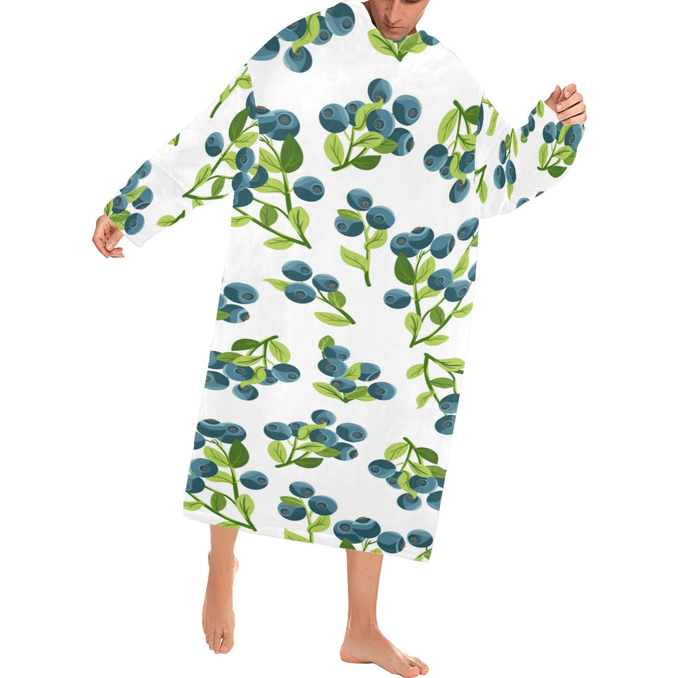 blueberry white background Blanket Robe with Sleeves