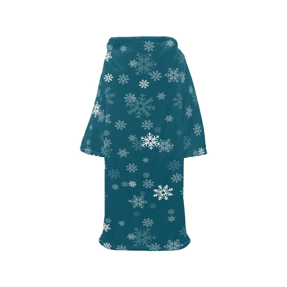 Snowflake pattern dark background Blanket Robe with Sleeves