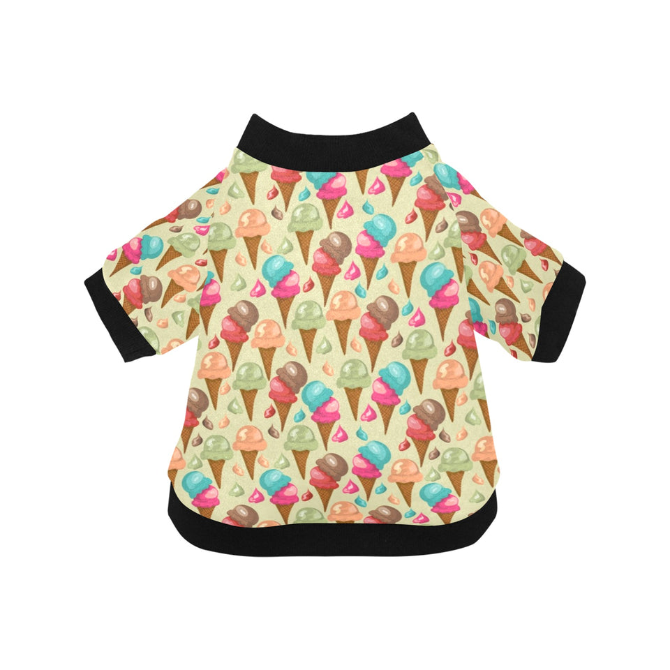 Colorful ice cream pattern All Over Print Pet Dog Round Neck Fuzzy Shirt