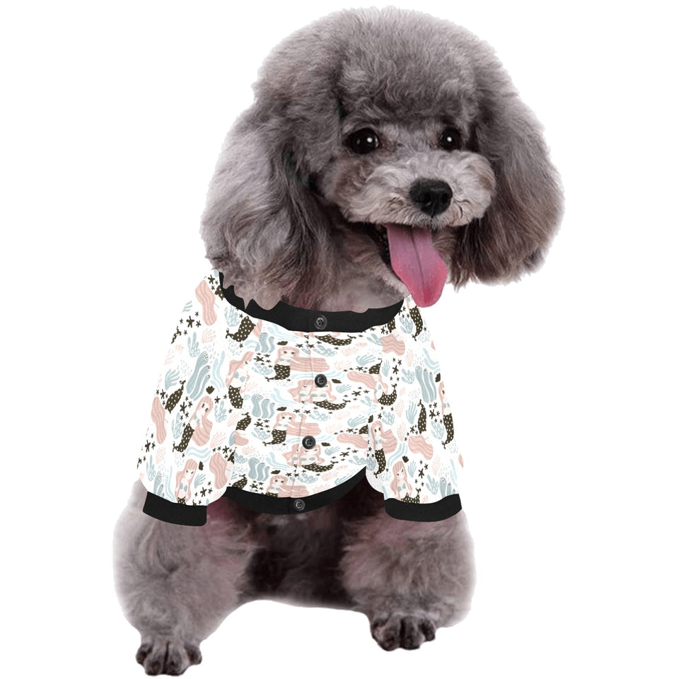cute mermaid pattern All Over Print Pet Dog Round Neck Fuzzy Shirt