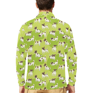 Jack Russel Pattern Print Design 01 Men's Long Sleeve Polo Shirt
