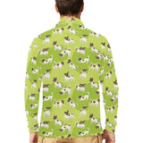 Jack Russel Pattern Print Design 01 Men's Long Sleeve Polo Shirt