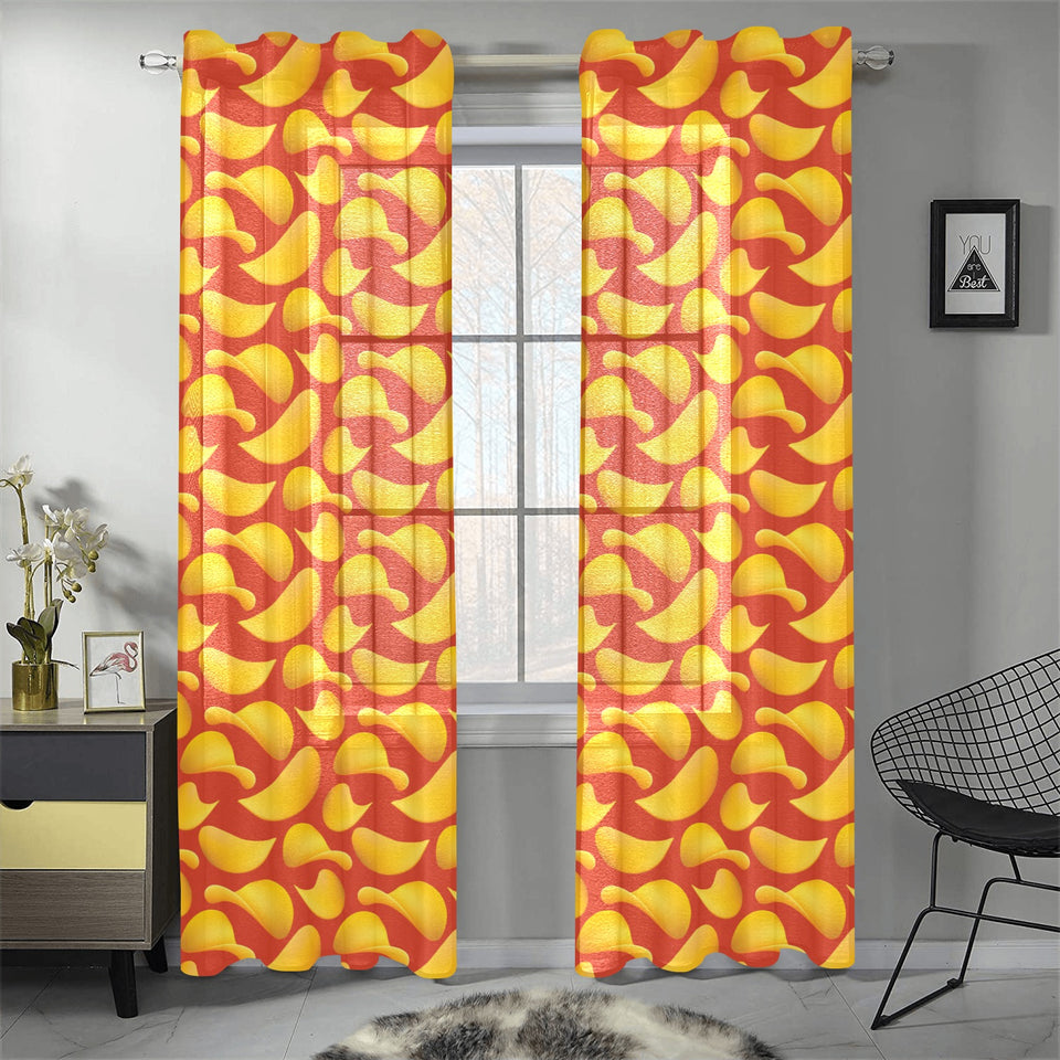Potato Chips Pattern Print Design 05 Gauze Curtain
