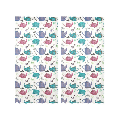 Tea pots Pattern Print Design 05 Gauze Curtain