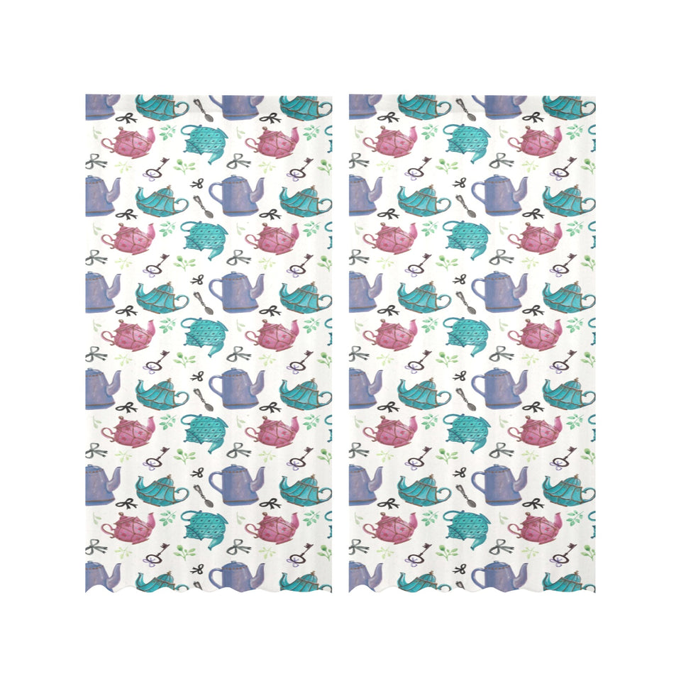 Tea pots Pattern Print Design 05 Gauze Curtain
