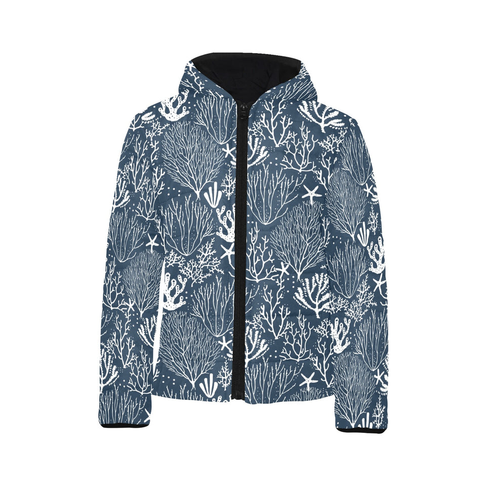 Coral Reef Pattern Print Design 05 Kids' Boys' Girls' Padded Hooded Jacket
