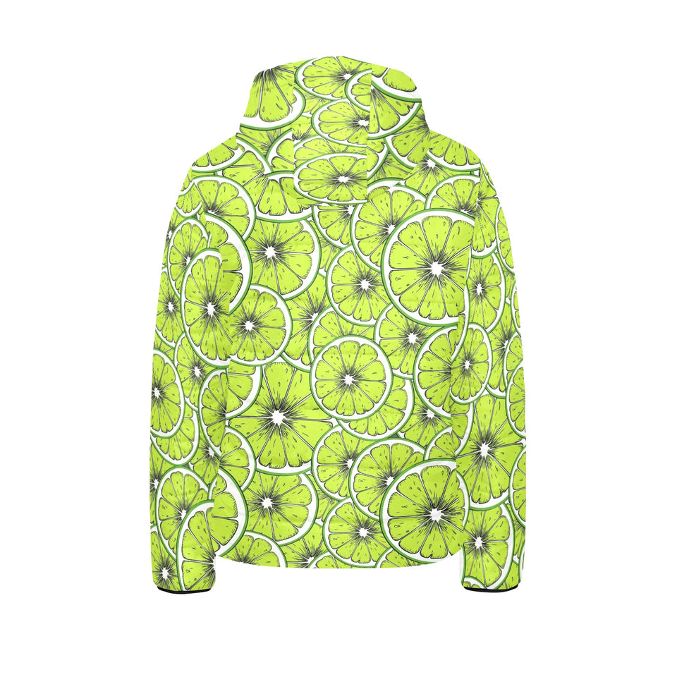 Slices of Lime design pattern Kids' Boys' Girls' Padded Hooded Jacket