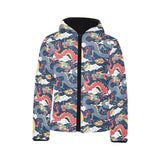 Blue red dragon cloud pattern Kids' Boys' Girls' Padded Hooded Jacket