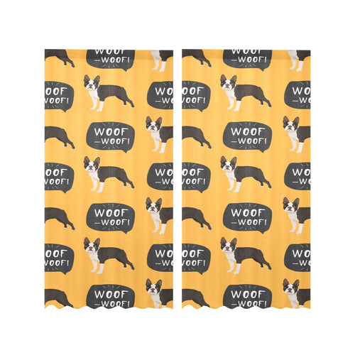 Boston terrier design pattern Gauze Curtain