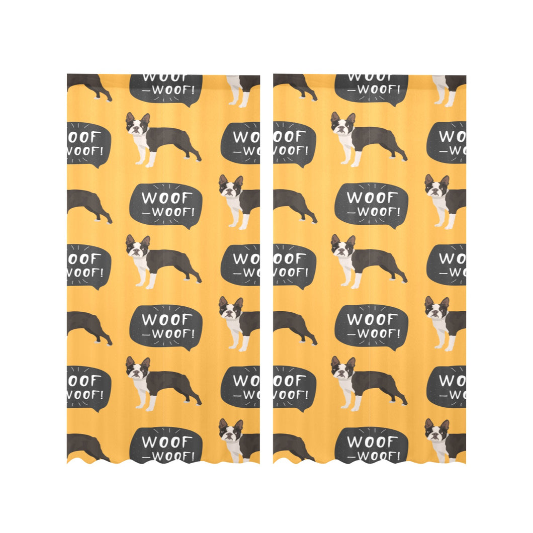 Boston terrier design pattern Gauze Curtain