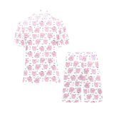 Pig Pattern Print Design 03 Men's V-Neck Short Pajama Set