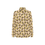 Hamburger Pattern Print Design 01 Women's Long Sleeve Polo Shirt