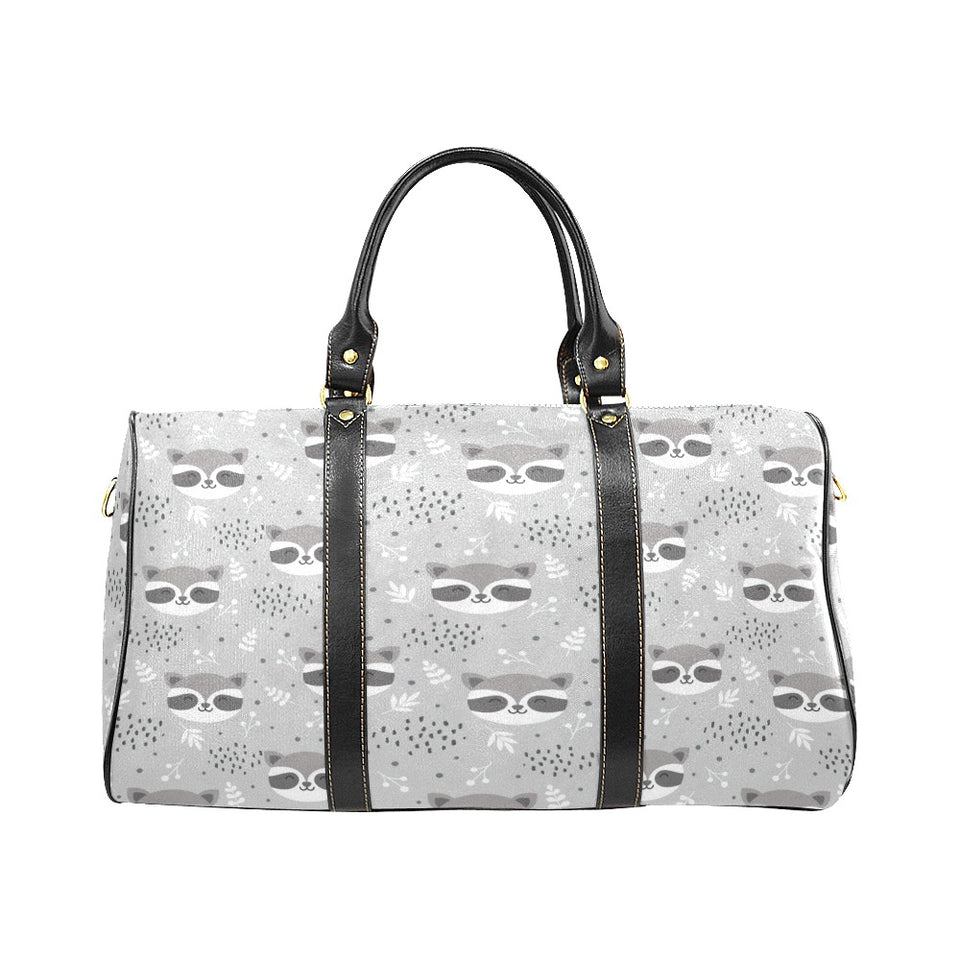 Cute raccoons leaves dot Travel Bag
