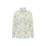 Coral Reef Pattern Print Design 02 Women's Long Sleeve Polo Shirt