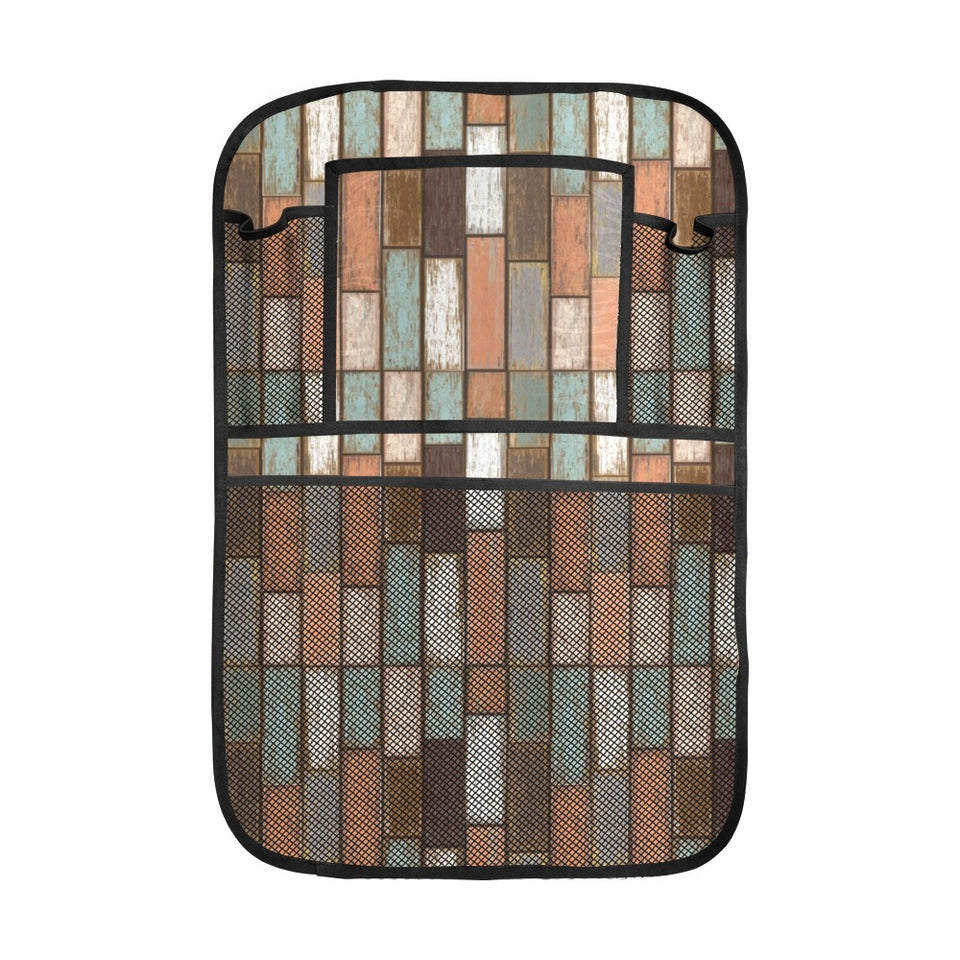 Wood Printed Pattern Print Design 02 Car Seat Back Organizer