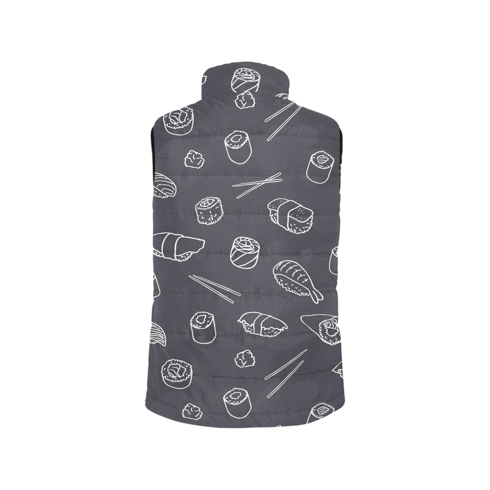 sushi pattern black background Women's Padded Vest