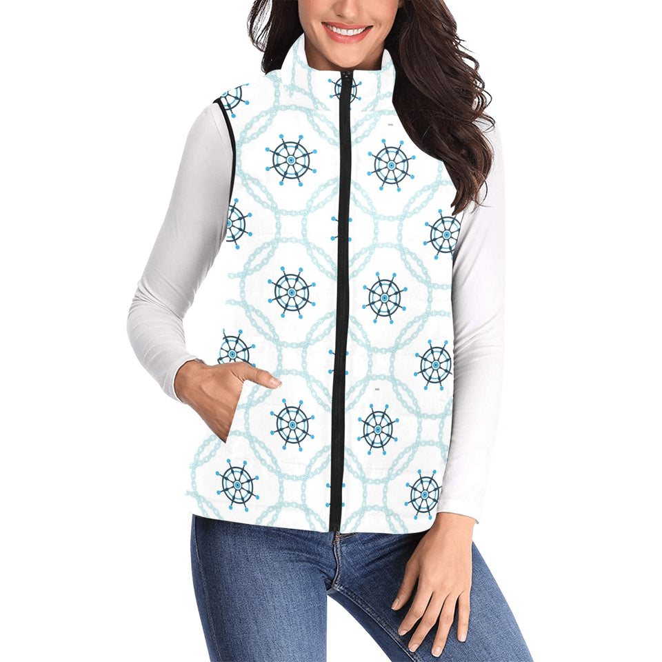 nautical steering wheel chain Women's Padded Vest
