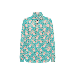Pig Pattern Print Design 01 Women's Long Sleeve Polo Shirt