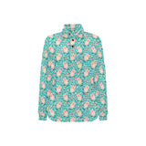 Pig Pattern Print Design 01 Women's Long Sleeve Polo Shirt
