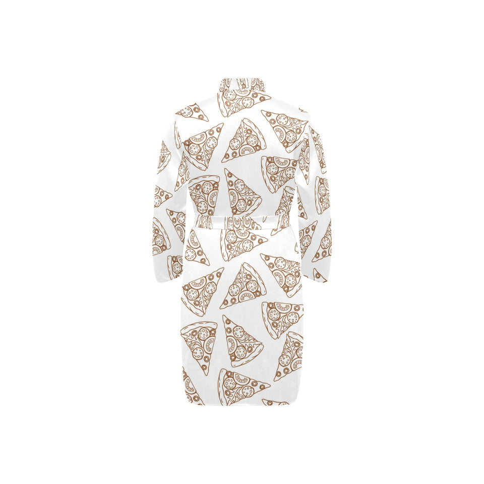 Hand drawn pizza pattern Men's Long Sleeve Belted Night Robe