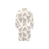 Hand drawn pizza pattern Men's Long Sleeve Belted Night Robe