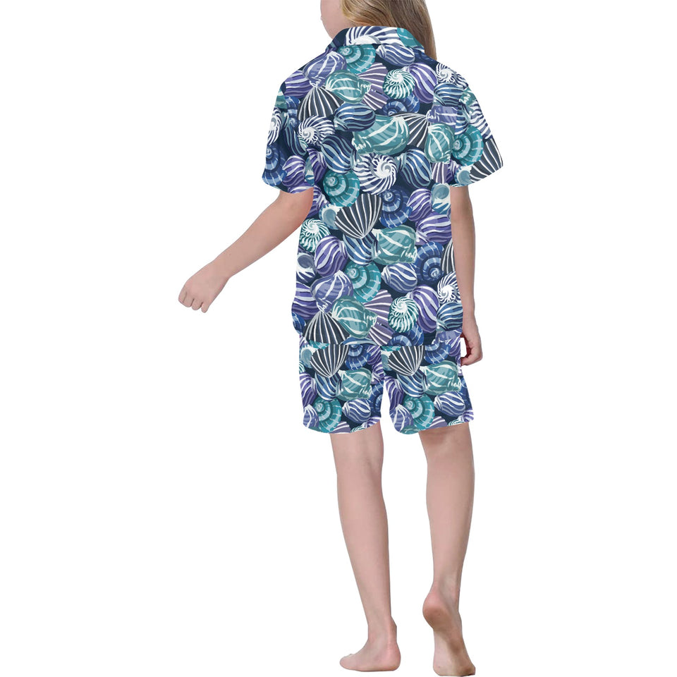 Shell design pattern Kids' Boys' Girls' V-Neck Short Pajama Set