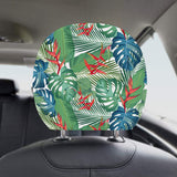 heliconia palm and monstera leaves pattern Car Headrest Cover