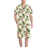 heliconia pattern Men's V-Neck Short Pajama Set