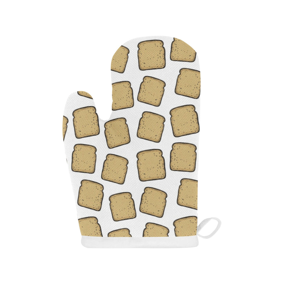 Bread Toast Pattern Print Design 03 Heat Resistant Oven Mitts