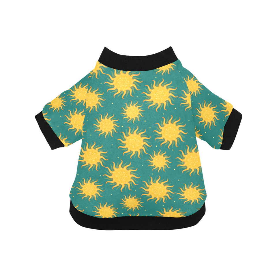 Sun green background All Over Print Pet Dog Round Neck Fuzzy Shirt