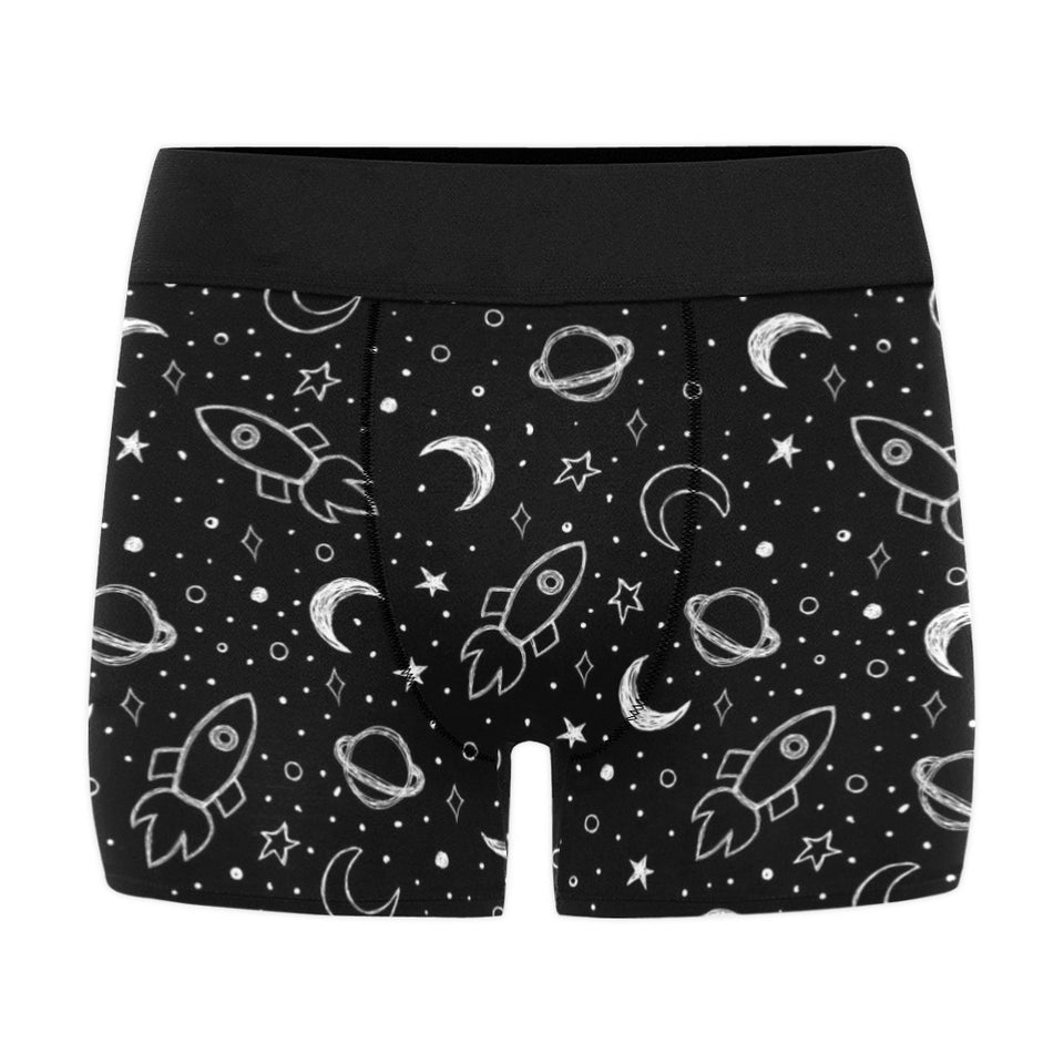 Hand drawn space rocket star planet Men's All Over Print Boxer Briefs Men's Underwear