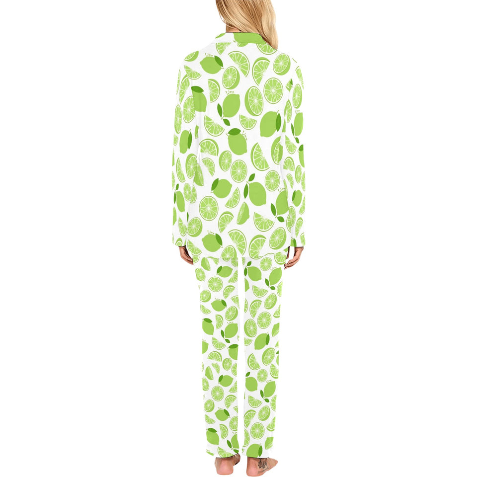 Lime design pattern Women's Long Pajama Set
