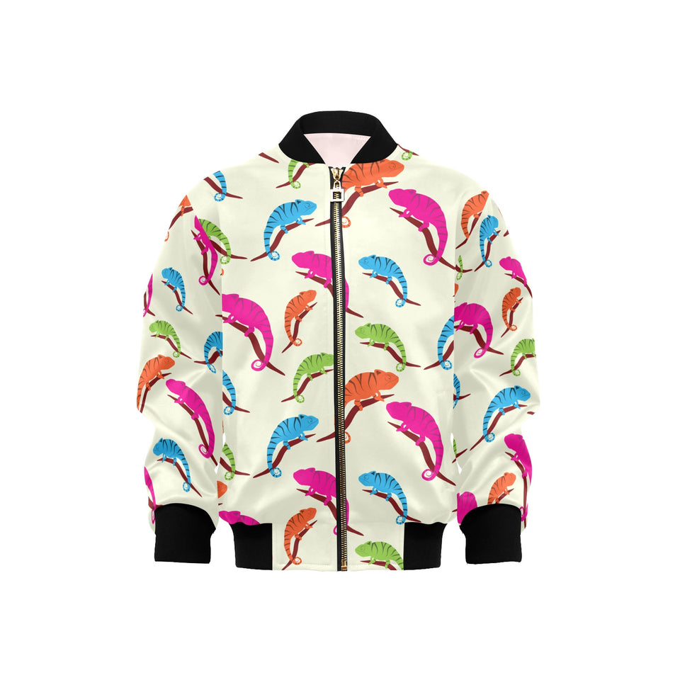 Colorful Chameleon lizard pattern Kids' Boys' Girls' Bomber Jacket