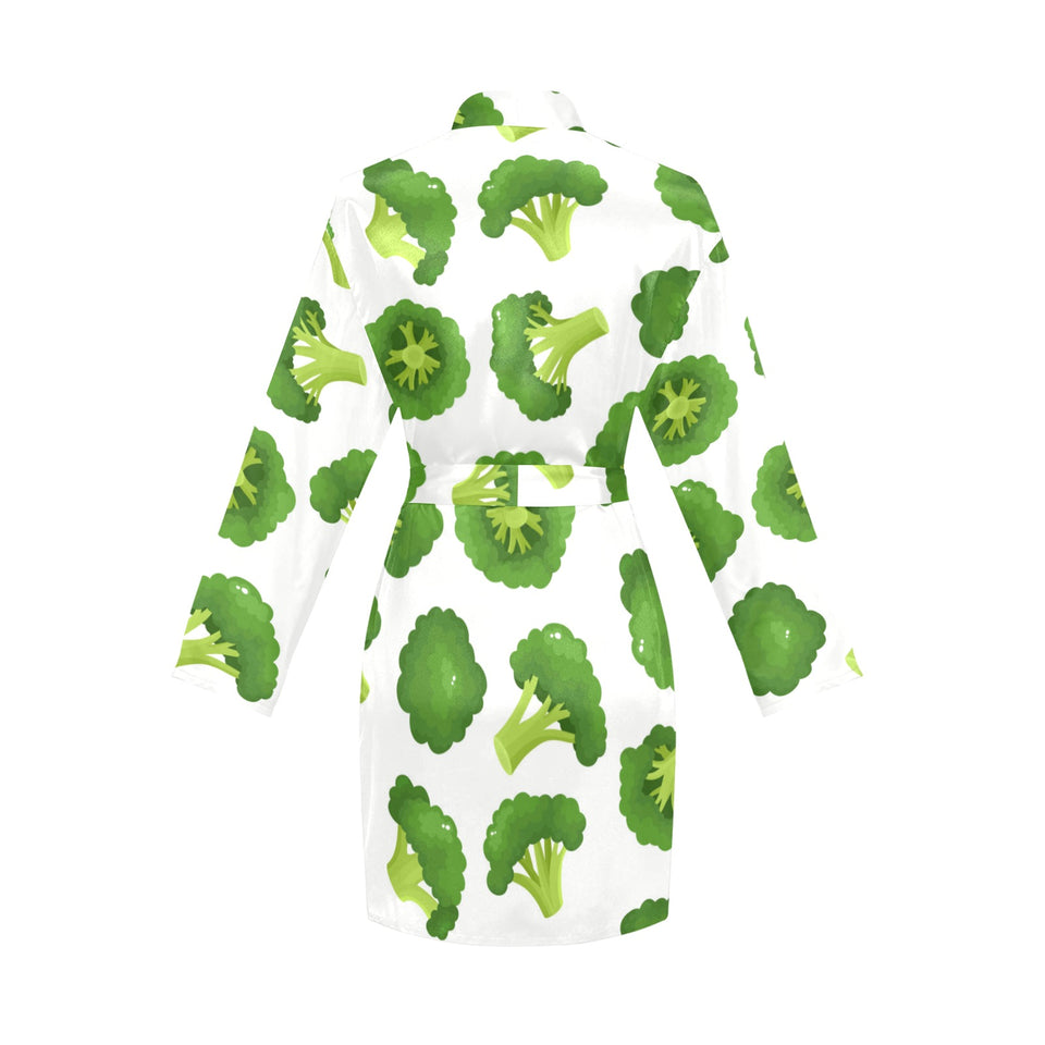 Cute broccoli pattern Women's Long Sleeve Belted Night Robe