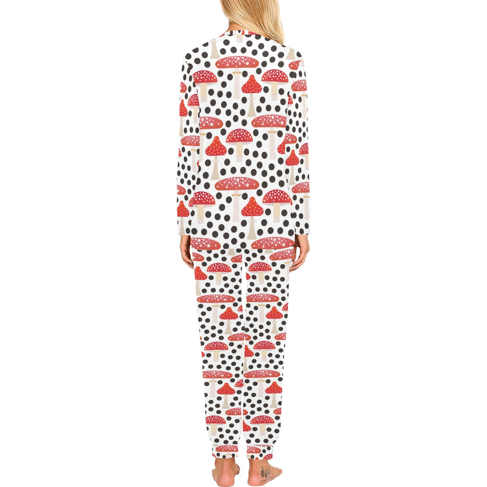 Red mushroom dot pattern Women's All Over Print Pajama Set