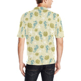 Seahorse shell starfish pattern background Men's All Over Print Polo Shirt