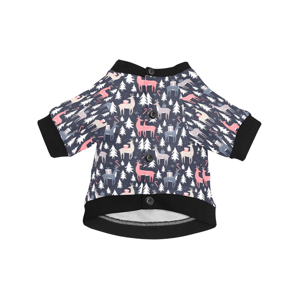 Deers Winter Christmas pattern All Over Print Pet Dog Round Neck Fuzzy Shirt