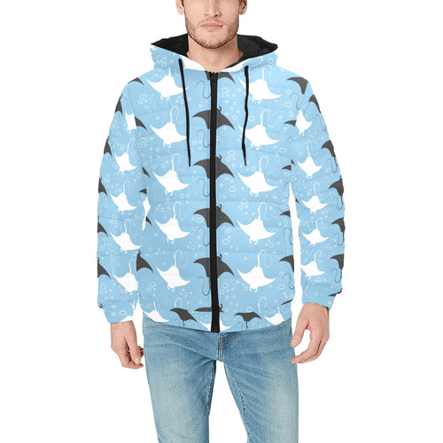 Stingray Pattern Print Design 03 Men's Padded Hooded Jacket