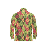 Cool Geometric lime pattern Men's Long Sleeve Polo Shirt