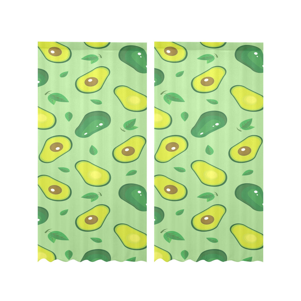 Avocado pattern green background Gauze Curtain